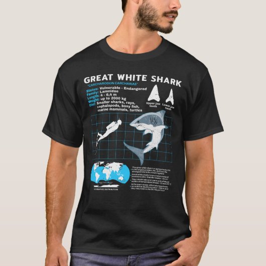 Grand T-shirt blanc requin (Devant)