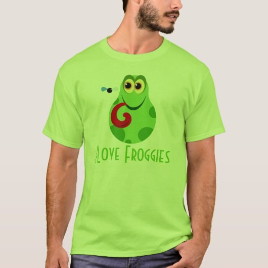 Grand T-shirt d'amour de grenouille verte (Devant)
