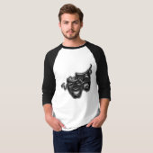 Grand T-shirt noir de raglan de masques (Devant entier)