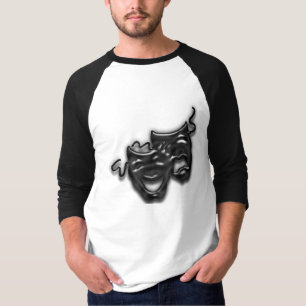 Grand T-shirt noir de raglan de masques