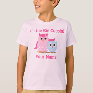 Grand T-shirt personnalisé de cousin par hibou