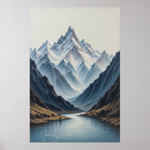 Grand tableau de montagnes abstraites sur toile 3D