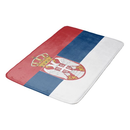 Grand tapis de bain avec drapeau de Serbie (Angle)