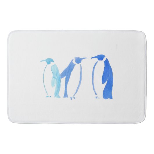 Grand tapis de bain de pingouin bleu (Devant)