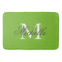 Grand tapis de bain vert pomme avec monogramme de