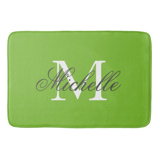 Grand tapis de bain vert pomme avec monogramme de (Devant)