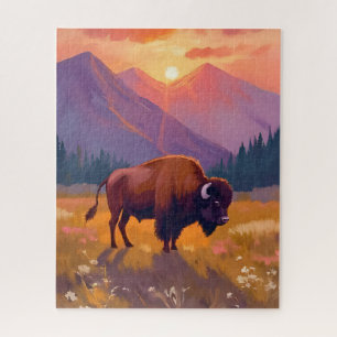 Grand Teton Bison Nationaal Park Reis Schilderij Legpuzzel