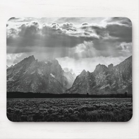 Grand Teton Mountain Range in Black and White Muismat (Voorkant)