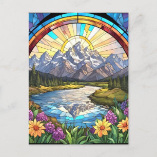 Grand Teton Mountains Faux Glas in lood Mountain Briefkaart