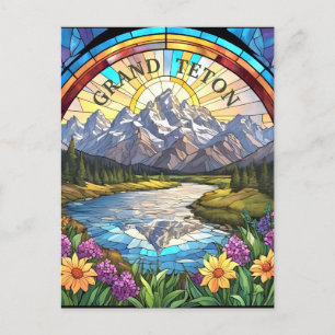 Grand Teton Mountains Faux Glas in lood Mountain Briefkaart