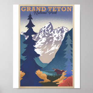 Grand Teton Nationaal Park Litho Kunstwerk Poster