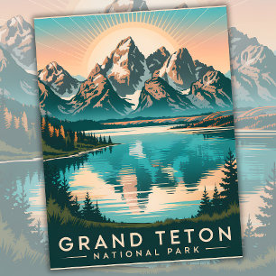 Grand Teton National Park 1950 WPA Travel Briefkaart