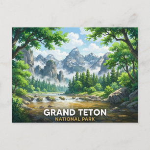 Grand Teton National Park   Anime Landschap Briefkaart