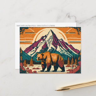 Grand Teton National Park Grizzly Retro schilderij Briefkaart