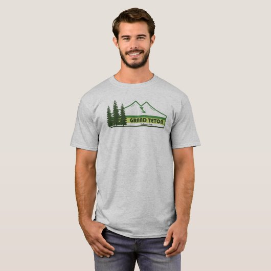 Grand Teton National Park met groene strepen T-shirt (Voorkant volledig)