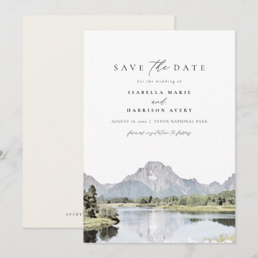 GRAND TETON National Park Mountain Save the Date Kaart (Voorkant / Achterkant)