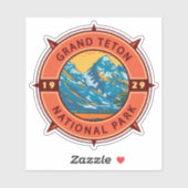 Grand Teton National Park Retro Compass Embleem Sticker (Vel)