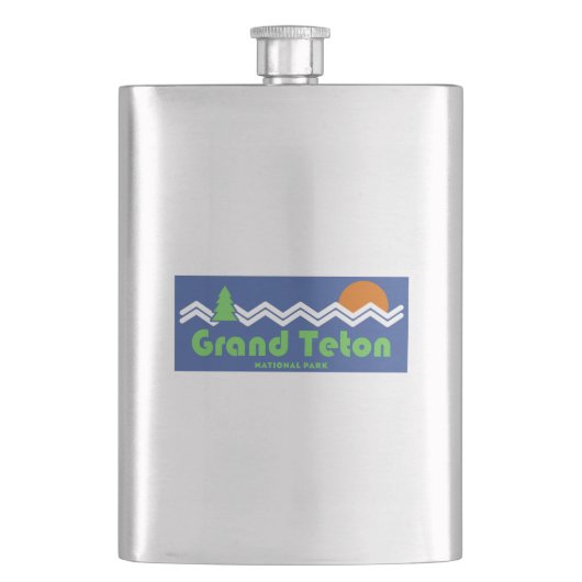 Grand Teton National Park Retro Flacon (Voorkant)