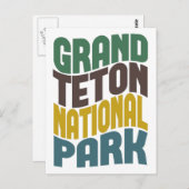 Grand Teton National Park Retro Wave Briefkaart (Voorkant / Achterkant)