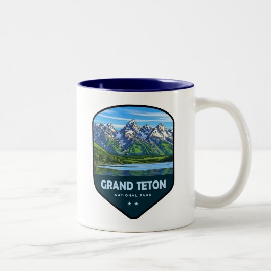 Grand Teton National Park Shield Tweekleurige Koffiemok (Rechts)