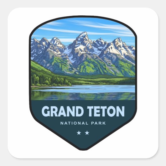 Grand Teton National Park Shield Vierkante Sticker (Voorkant)