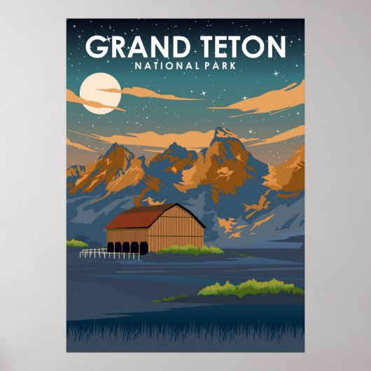 Grand Teton National Park Vintage Travel Poster (Devant)