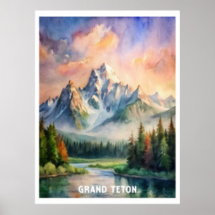 Grand Teton National Park Waterverf Schilderij Poster