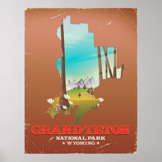 Grand Teton National Park Wyoming Map Poster (Voorkant)