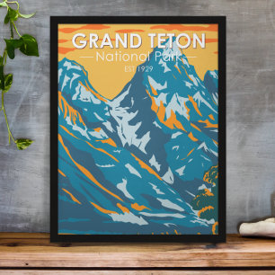 Grand Teton National Park Wyoming Retro Poster