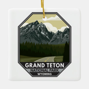 Grand Teton National Park Wyoming Road Vintage Keramisch Ornament