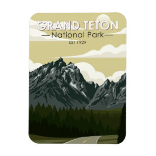 Grand Teton National Park Wyoming Road Vintage Magneet
