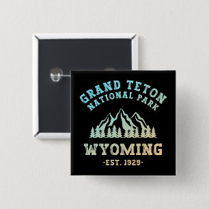 Grand Teton National Park Wyoming USA Vierkante Button 5,1 Cm