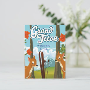 Grand Teton Wyoming naar ski. Briefkaart