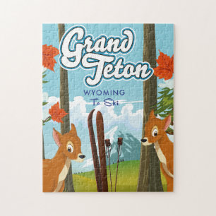 Grand Teton Wyoming om te skiën. Magneet Legpuzzel