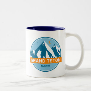 Grand Teton Wyoming Stars Moon Tweekleurige Koffiemok