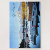 Grand Tetons Wyoming with Lake and Kayaks Puzzle (Vertical)