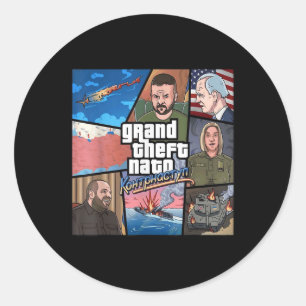 Grand Theft NAVO Oekraïne Counter Offensive War Pr Ronde Sticker