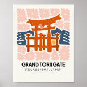Grand Torii Gate Itsukushima Japan reizen bloemen Poster (Voorkant)