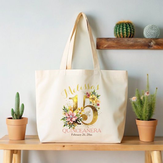 Grand Tote Bag 15e anniversaire fête florale