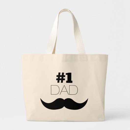 Grand Tote Bag #1 Papa Mustache noire - Numéro Un (Devant)