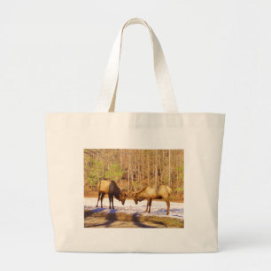 Grand Tote Bag 2~ deux Bull Elk dans la neige