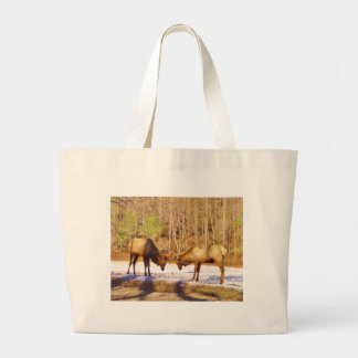 Grand Tote Bag 2~ deux Bull Elk dans la neige