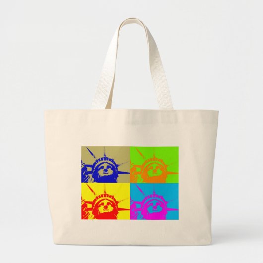 Grand Tote Bag 4 Couleur Pop Art Lady Liberty (Devant)