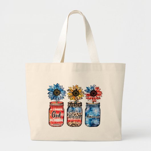 Grand Tote Bag 4 juillet | Dieu béni l'Amérique (Devant)