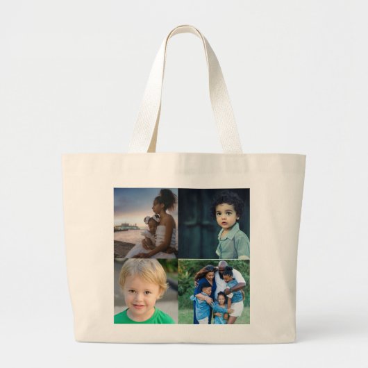 Grand Tote Bag 4 Photo Collage Personalized (Devant)
