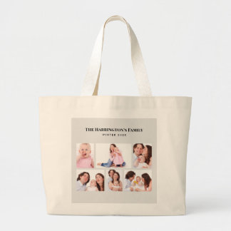 Grand Tote Bag 6 sections Photo personnalisée Cadres gris minimal