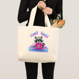 Grand Tote Bag 80 Musique Lover Raccoon Avec Bande Cassette
