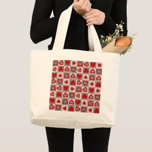 Grand Tote Bag à damiers Motif cardiaque
