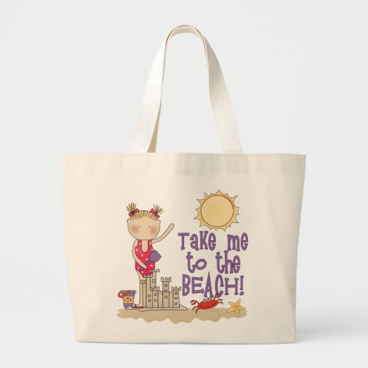 Grand Tote Bag À la plage (fille) (Devant)