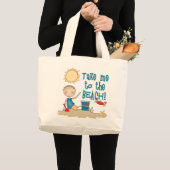Grand Tote Bag À la plage (garçon) (Devant (produit))